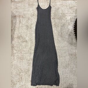 Striped Black and Grey Maxi Dress